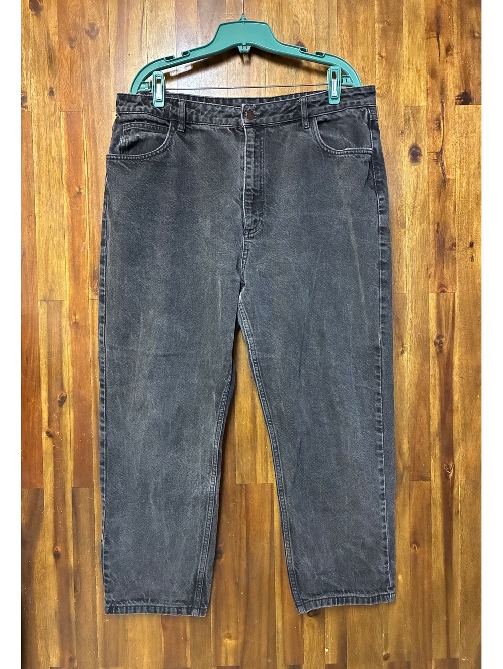Reclaimed Vintage W36 Black Washed Grunge Jeans Distressed Straight Leg Y2K